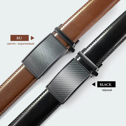Mens Leather Belt  Automatic Genuine Leather Belts Belt Male Leisure Fashion Ratchet Belts for Men Pants Waistband Ремень