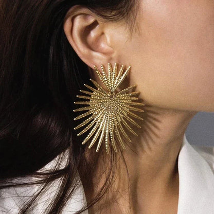 Vintage Earrings Women Bohemian Big Irregular Geometric Gold Metal Dangle Drop Earrings Exaggerated Jewelry 2024