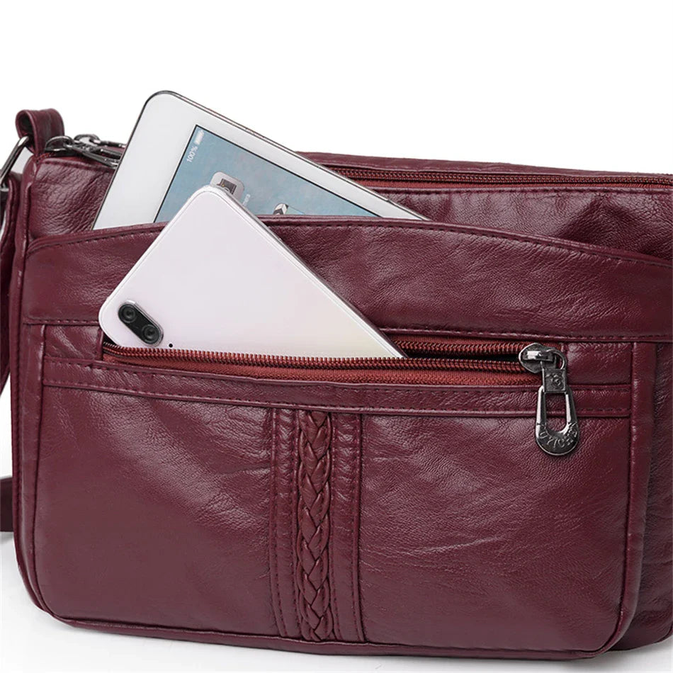 Fashion All-match Solid Color Messenger Bag High Capacity Womens Shoulder Bags 2021 New High Quality Pu Leather Women Handbag
