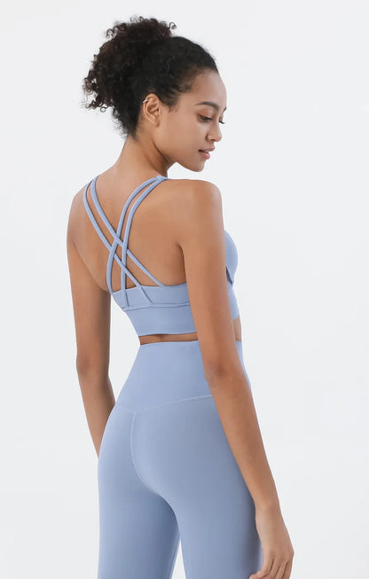 SOISOU Nylon Yoga Set Women's Tracksuit Gym Fitness Set Woman 2 Pieces Leggings Sports Bra Breathable Sportwear Woman Clothes