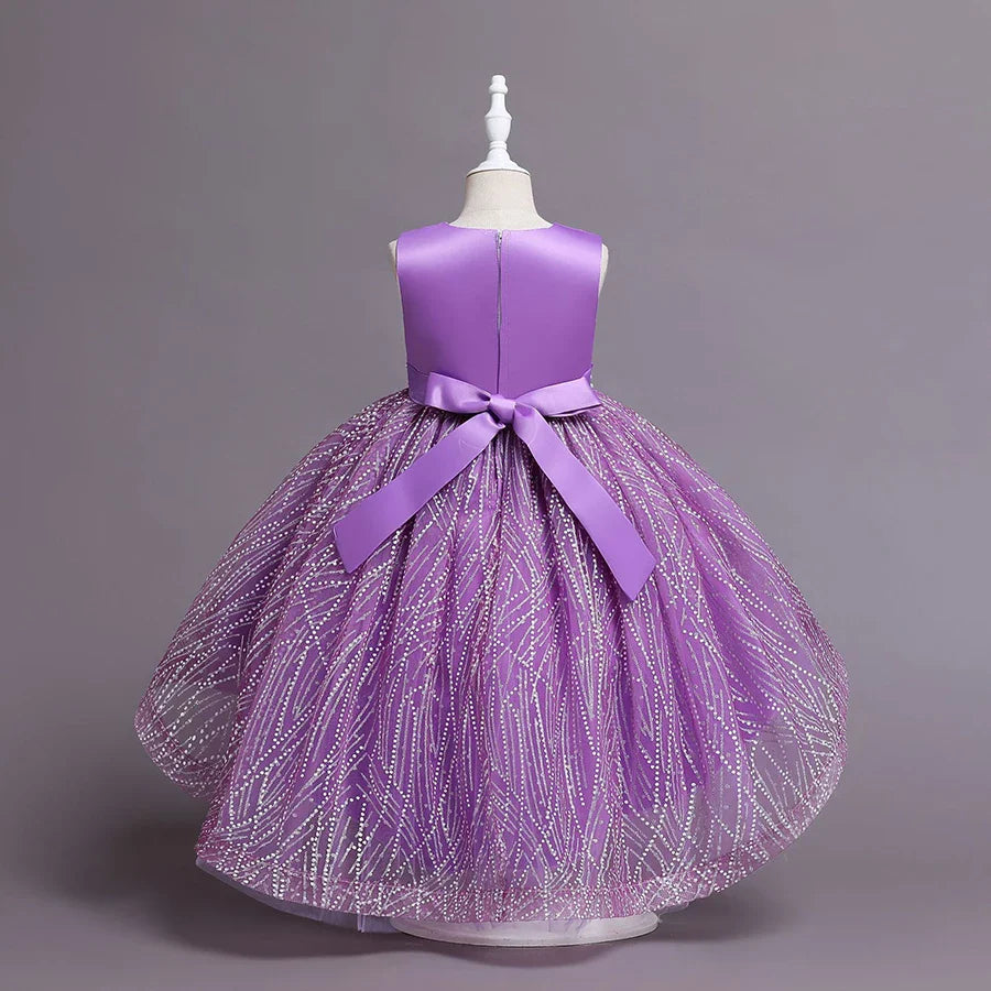 Summer Children's Wedding Celebration Party Evening Dress Sleeveless Sequins Formal Ball Birthday Party Girl Princess Dress