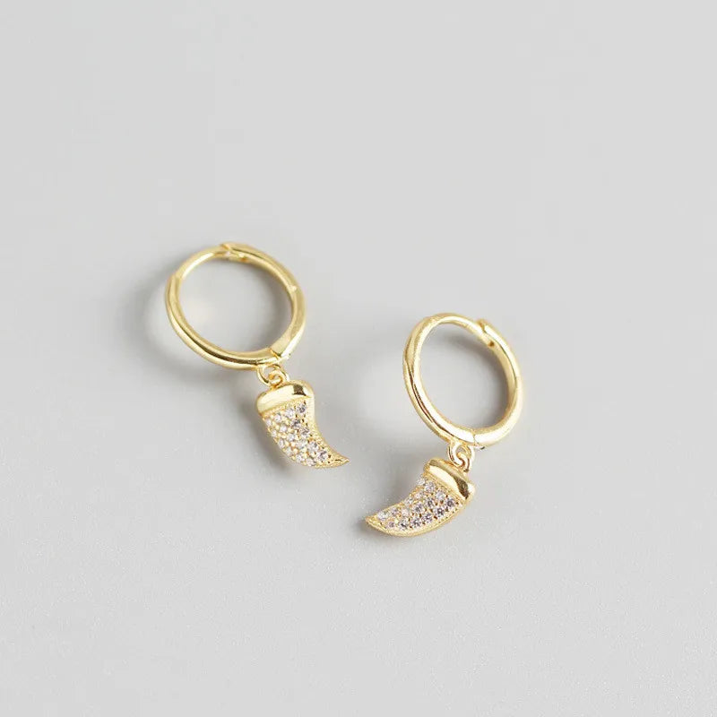 Real 100% 925 Sterling Silver Punk Hip-Hop Link Chain Gothic Studs Earrings for Fashion Women Jewelry Accessories 2022