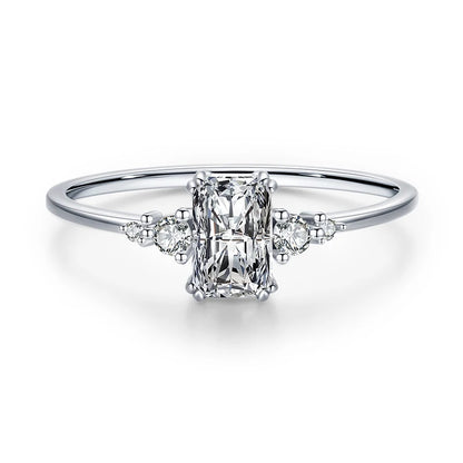 Rectangle Dazzling Ring Solid 925 Sterling Silver Clear Cubic Zirconia Finger Rings For Women Wedding Fine Jewelry Anel