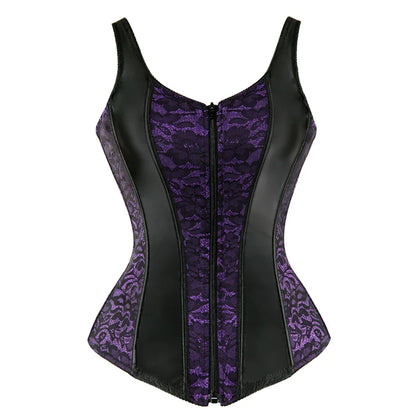 Overbust Corset Top with Straps Jacquard Corset Bustier Zipper Plus Size for Women Corset Dress with Skirt Black Red purple