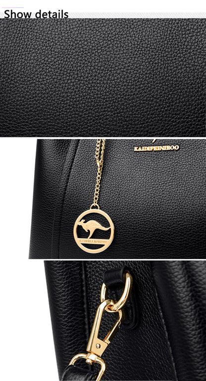 Bolsas de Luxo Femininas Bolsas de Grife 3 Camadas Couro Macio Ombro Transversal Sacola Feminina Grande Capacidade Compras Mensageiro Tote