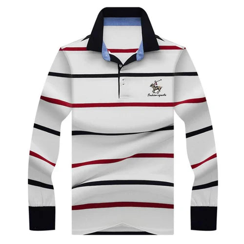 Autumn winter new polo shirt High quality brand cotton men's polo shirt Long sleeve casual striped shirt polo men clothing
