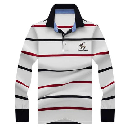 Autumn winter new polo shirt High quality brand cotton men's polo shirt Long sleeve casual striped shirt polo men clothing