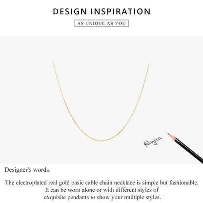 Classic Basic O-chain Solid 925 Sterling Silver Lobster Clasp Adjustable Necklace Box Cable Chain DIY Jewelry for Women