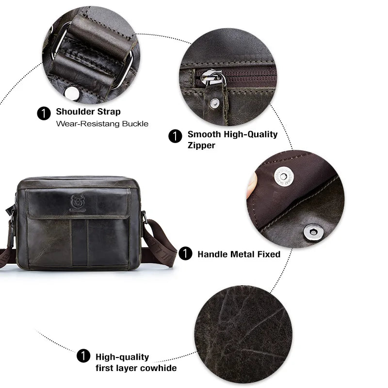 Genuine Leather Men's Crossbody Bag Large Capacity Casual Multifunctional Handbag A Fashion Business Briefcase