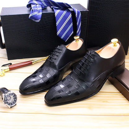 Size 7-12 Classic Italy Mens Oxford Real Leather Shoes White Lace Up Pointed Toe Wedding Party Dress Formal Shoes for Men