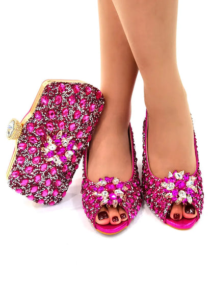 Silver Color Nigerian Women's Shoes and Bags Party  African Fashion Shoes and Bags Wedding Shoes and Bags