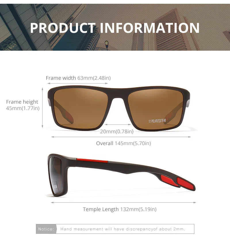 Rectangular Ultra Light Sports Sunglasses Men Polarized TAC 1.1mm Thickness Lens Driving Sun Glasses Women Cat.3