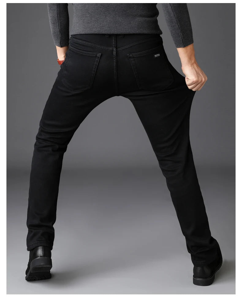 2023 Men's Stretch Black Jeans Classic Style Business Fashion Pure Slim-fit Denim Pants Male Brand Casual Trousers