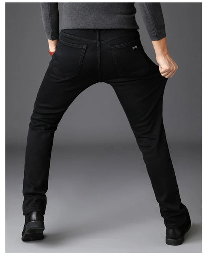 2023 Men's Stretch Black Jeans Classic Style Business Fashion Pure Slim-fit Denim Pants Male Brand Casual Trousers