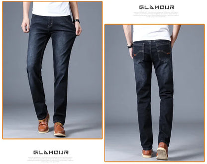 2024 New Men Stretch Jeans Male Classic Elasticity Business Jeans Men Fashion Comfortable Solid Slim Straight Long Denim Pants