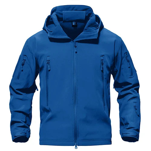 Solid Waterproof Fleece Lined Jacket Mens Jacket Softshell Outwear Coat Windbreaker Outdoor Warm Clothes with Pockets