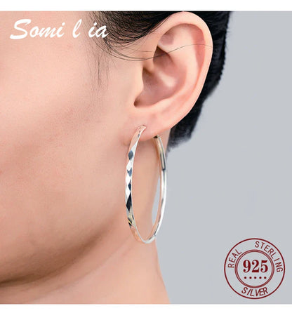 Women's Big Hoop Earrings, New Collection 100% 925 Sterling Silver Jewelry Fashion Women18K Golden серьги кольца