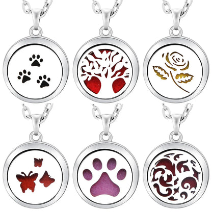 New Stainless Steel Fashion Tree Of Life  Aromatherapy Necklace Essential Oil Diffuser Perfume Locket Pendant Women Jewelry Gift