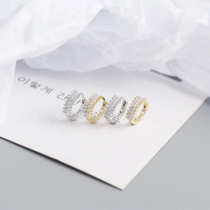 925 Sterling Silver Earring Fashion Rectangle Color Zircon Round Ear Ring Ear Bone Wild Trend Sweet Simple Women Girl Ear Jewelr