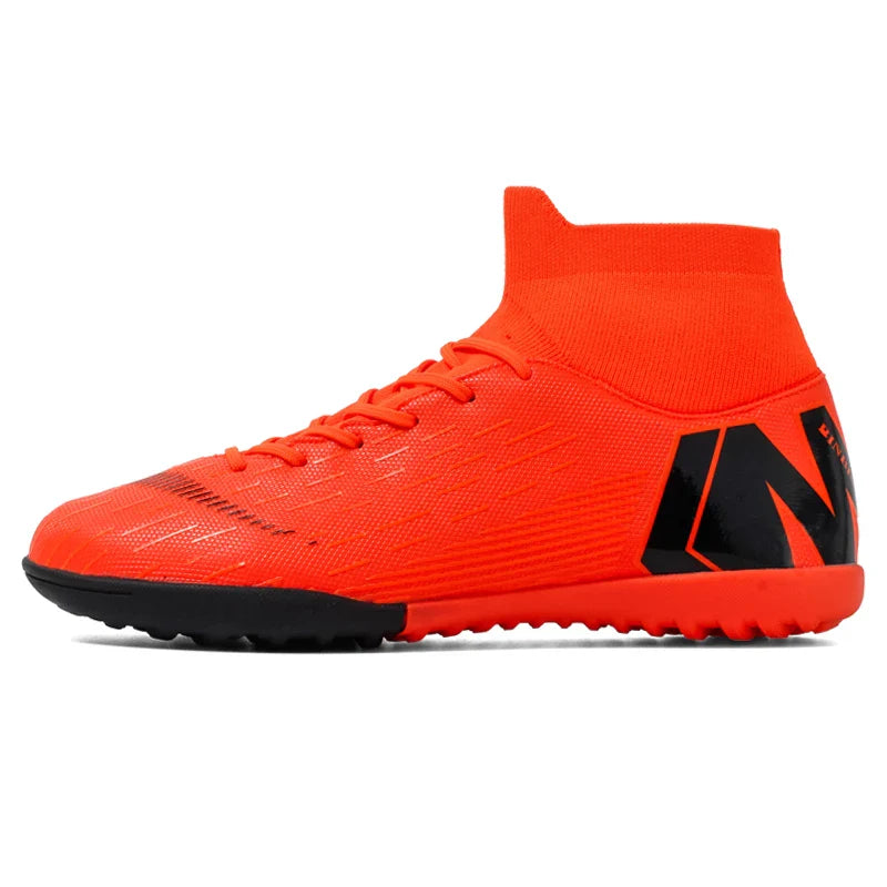 New Futstal FG/TF Orange Soccer Boots For Men High Top Men Soccer Cleats Football Trainers Men Sport Shoes zapatillas de futbol