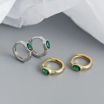 925 Sterling Silver Simple Oval Cut Zircon Hoop Earrings for Women Geometric European Piercing Huggie Jewelry Female Gift