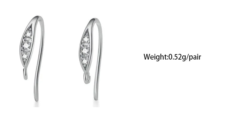 TrustDavis Real 925 Sterling Silver Fashion Dazzling CZ Opening Handmade Ear Hook Earring DIY Accessories Fine Jewelry HY365