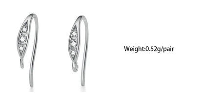 TrustDavis Real 925 Sterling Silver Fashion Dazzling CZ Opening Handmade Ear Hook Earring DIY Accessories Fine Jewelry HY365