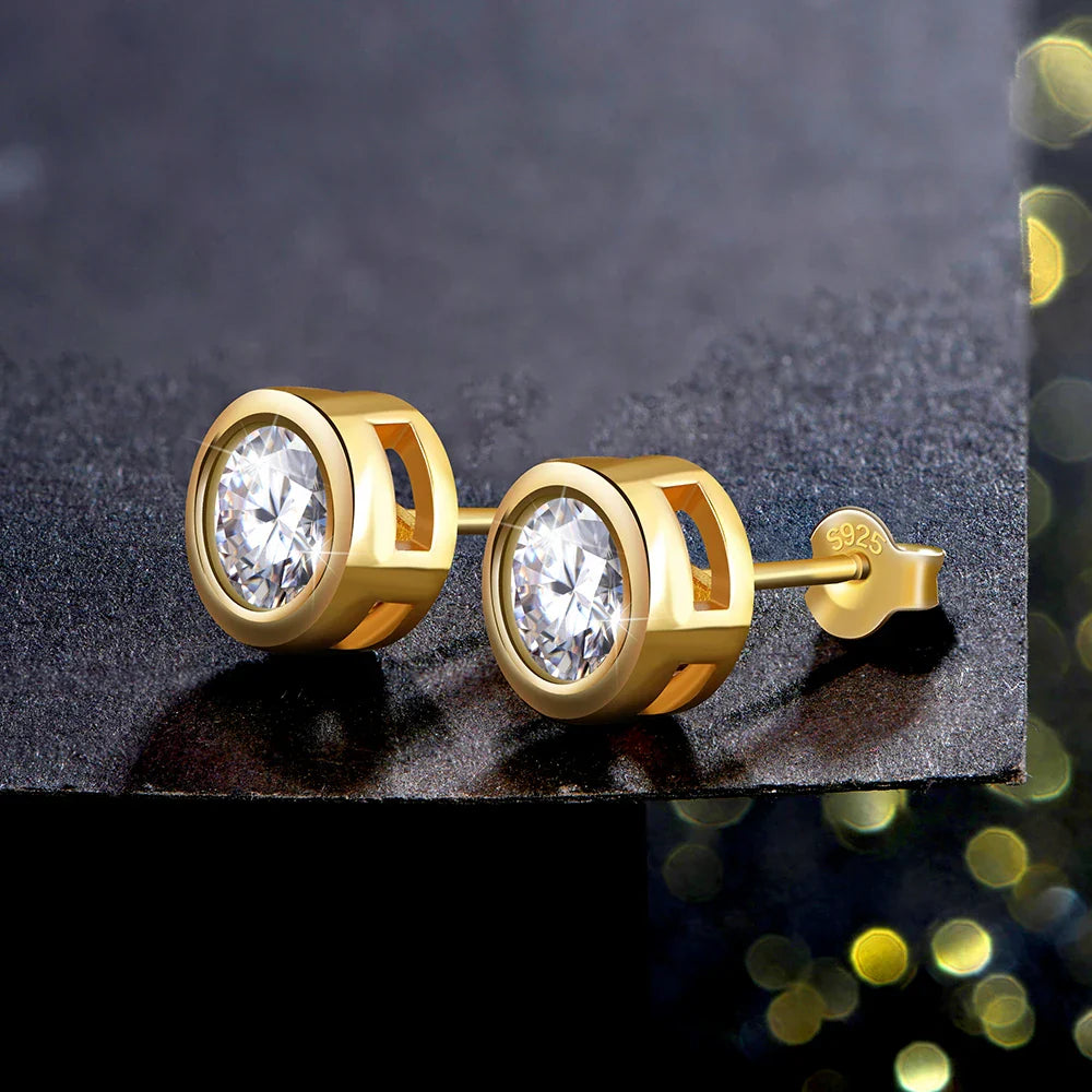 Real 2 Carat D Color Moissanite Earrings 로듐 For Women Gold Color 100% 925 Sterling Silver Sparkling Fine Jewelry