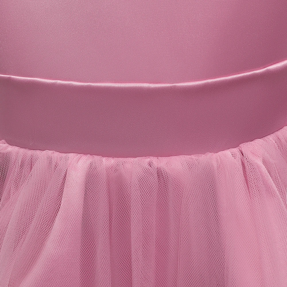 Teen Big Bow Girls Princess Dresses for Bridesmaids Kids Party Dress for Girl Beading Wedding Prom Pageant Dress Gown 5-14 Years