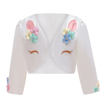 Vestido Longo de Festa de Casamento Unicórnio Arco-Íris para Menina Vestido de Performance de Dança de Personagem de Unicórnio para Festa de Aniversário de Menina Conjunto de Três Peças