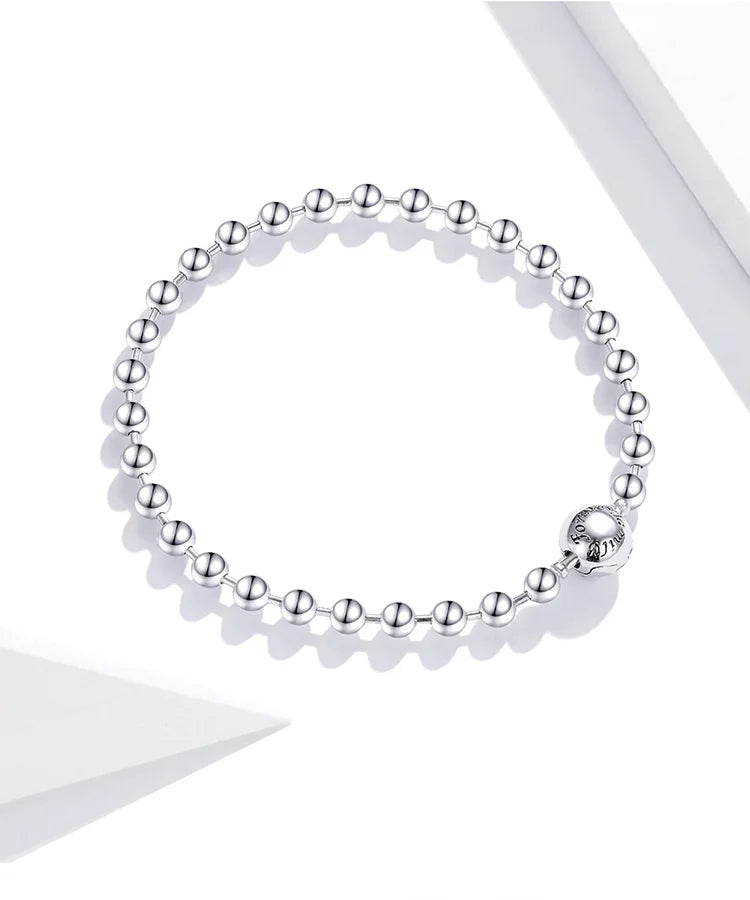 Silver Bead Chain Bracelet 925 Sterling Silver Simple Love Chain Women Fashion Basic Bracelets SCB203