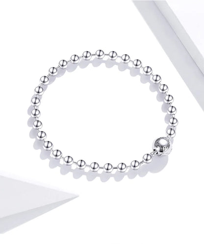 Silver Bead Chain Bracelet 925 Sterling Silver Simple Love Chain Women Fashion Basic Bracelets SCB203