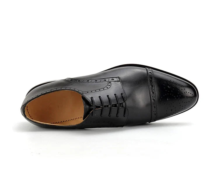 Men's Leather Brogues Dress Classic Office Formal Shoes Business Social Male Leather Wedding Shoes For Men Elegant DE03