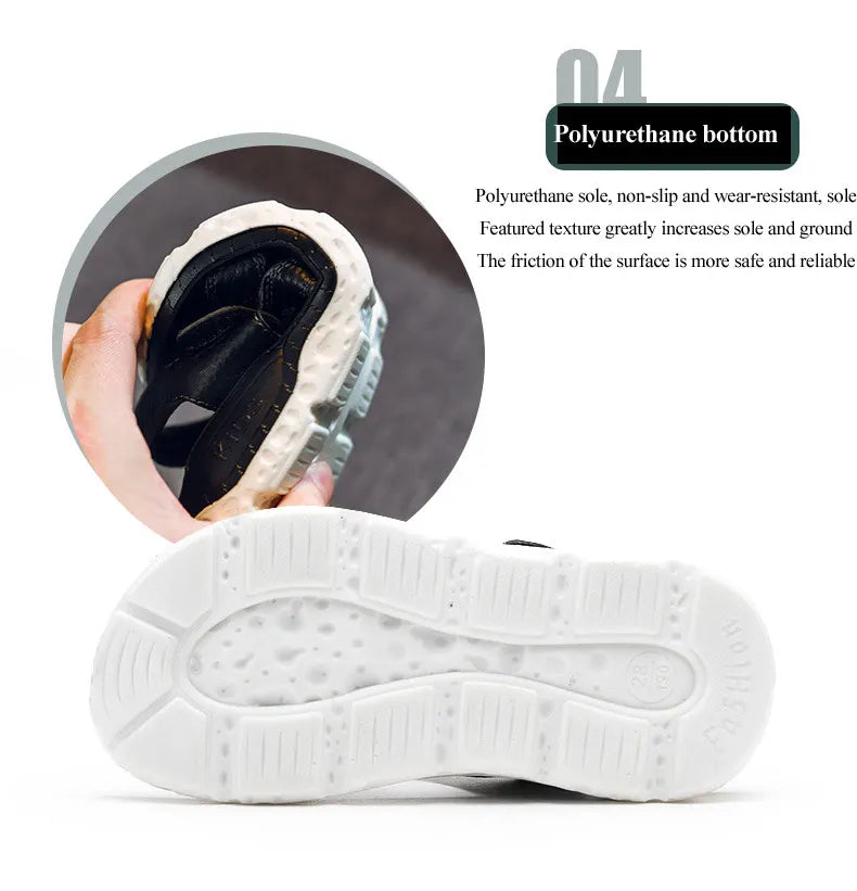 Children Sandals 2023 Summer New Fashion Boys Geniune Leather Sandals Kids Soft Bottom Non-slip Beach Sandals