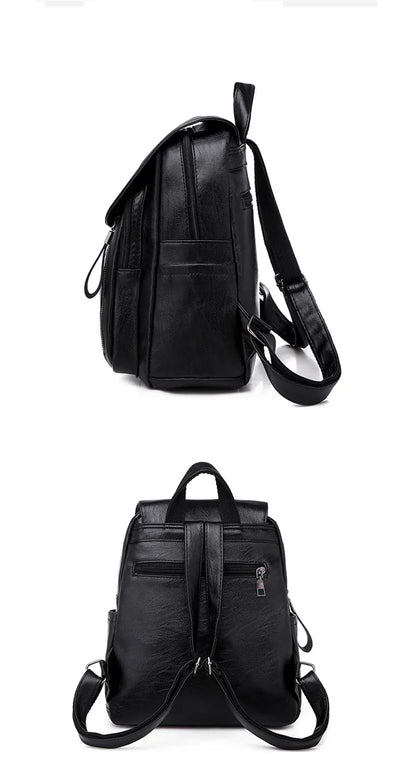 Luxury Backpack For Women Soft PU Leather Backpack Travel Large Capacity School Bag Double Zipper Business Knapsack