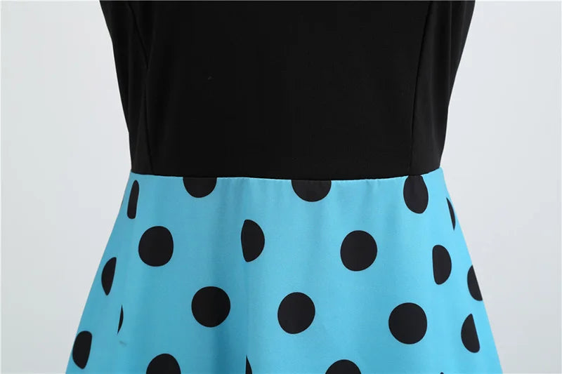 Women Vintage Long Sleeve Polka Dot Dress Spring Autumn New Year Party Dresses 3XL Black Vestidos