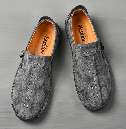 Handmade Leather Men Shoes Casual Slip On Loafers Breathable Leather Shoes Men FlatsTooling Shoes Plus Size