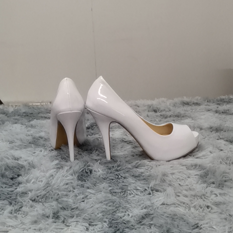Women Pumps Sexy Open Toe 12cm Thin Heel Platform Patent Leather High Heels Gladiator Party Dress Wedding Shoes
