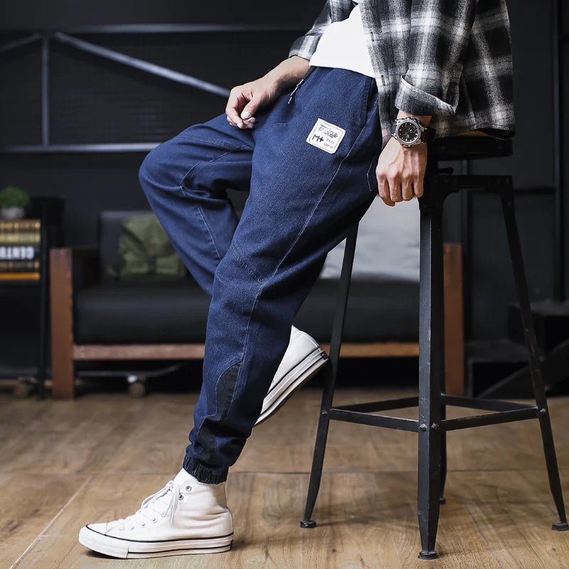 Calça Jeans Masculina Plus Size Solta Jogger Streetwear Harem Cargo Jeans Calças Jeans na Altura do Tornozelo