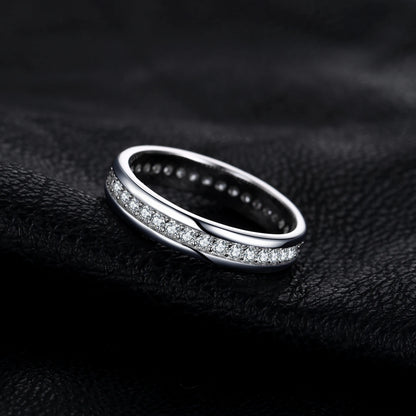 Solid 925 Sterling Silver Wedding Engagement Ring for Woman AAAAA CZ Simulated Diamond Band Ring Luxury Jewelry