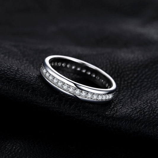 Solid 925 Sterling Silver Wedding Engagement Ring for Woman AAAAA CZ Simulated Diamond Band Ring Luxury Jewelry