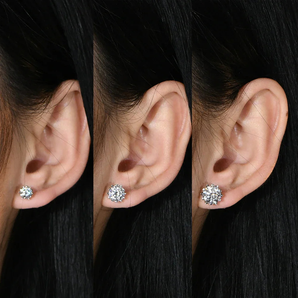 Classic 100% 925 Sterling Silver 2.0CT Moissanite Gemstone Anniversary Wedding Earrings Fine Jewelry Gift Wholesale