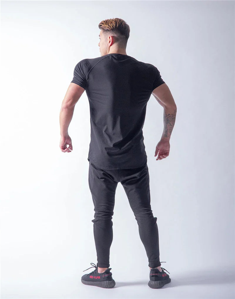 JP&UK Men T-shirt Short Sleeve Cotton Casual Gym Fitness T shirt Bodybuilding Workout Print Tees Tops Male LYFT Brand Clothing