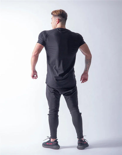 JP&UK Men T-shirt Short Sleeve Cotton Casual Gym Fitness T shirt Bodybuilding Workout Print Tees Tops Male LYFT Brand Clothing