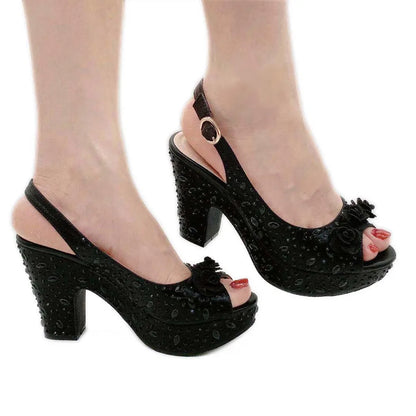 Italian Women Shoes and Bag Set Decorated with Rhinestone In Party African Italian Shoes and Bag Set Party Shoes Bag