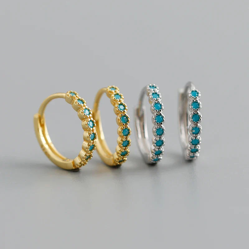 New Arrival Fashion Korean Blue Zircon Spike Geometric Stud Earrings for Women Real 925 Sterling Silver Gothic Jewelry