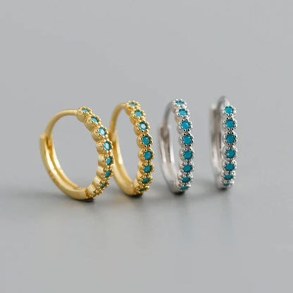New Arrival Fashion Korean Blue Zircon Spike Geometric Stud Earrings for Women Real 925 Sterling Silver Gothic Jewelry