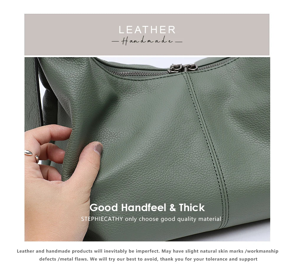 Luxury Women Cowhide Crossbody Bag Large Casual Shoulder Purse Wide Strap Handbag Female Daily 100% Genuine Leather Hobo Sack