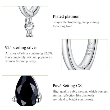 Silver Green Water Drop Earrings 925 Sterling Silver 4 Colors Drop Shape Earring for Women Statement  Jewelry