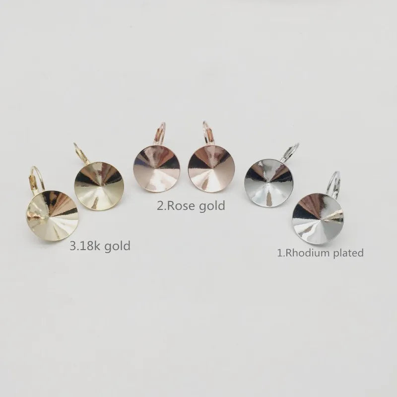 14mm Rivoli Earrings Findings 1122 Austrian Crystal Copper Settings With French Lever Back For Jewelry DIY Making